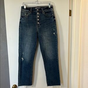 Eunina High Rise Button-Up Dark Blue Jeans